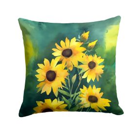 Kentucky Goldenrod in Watercolor Throw Pillow Machine Washable, Indoor Outdoor Decorative Pillow for Couch, Bed or Patio, 14Hx14W