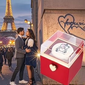Little Bear Cake Bear Surprise Rotating Jewelry Box (does Not Include Necklace And Ring), Comes with A Candle As A Gift, A Romantic Gift Box (Items: red heart  button gift box edition)